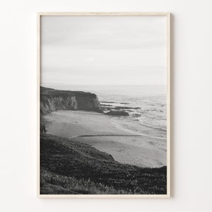 Half Moon Bay print, zwart-witte muurkunst, Californië fotoposter, Half Moon Bay, VS decor, Verenigde Staten fotografie, C19-38