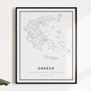 Kaartposter van Griekenland, landwegenkaart kunst aan de muur, landgeschenken, landposter, C14-46