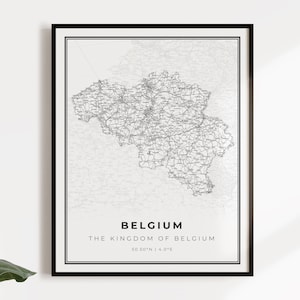 België kaart poster print, land straat wegenkaart kunst aan de muur, landkaart print, landkaart, C14-13