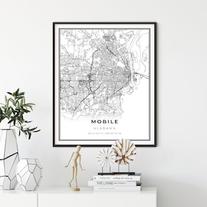 Mobiele kaart afdrukken, Alabama AL USA kaart Art Poster, City Street Road Map Wall Decor, cadeau voor ouder, cadeau voor papa, NM29