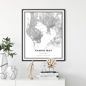 Tampa Bay Area Map Print, Florida FL USA kaart art poster, City Street wegenkaart muur decor, weggaan cadeau, cadeau aan moeder, NM248