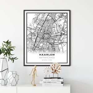 Haarlem Kaart Print, Nederland Nederland Kaart Art Poster, Amsterdam, Stadsstraat wegenkaart kunst aan de muur, NM658