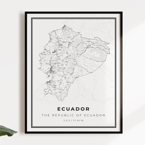 Ecuador Landkarte Posterdruck, Landkarte Straßenkarte Wandkunst, Landkarte Druck, Landkarte, C14-34