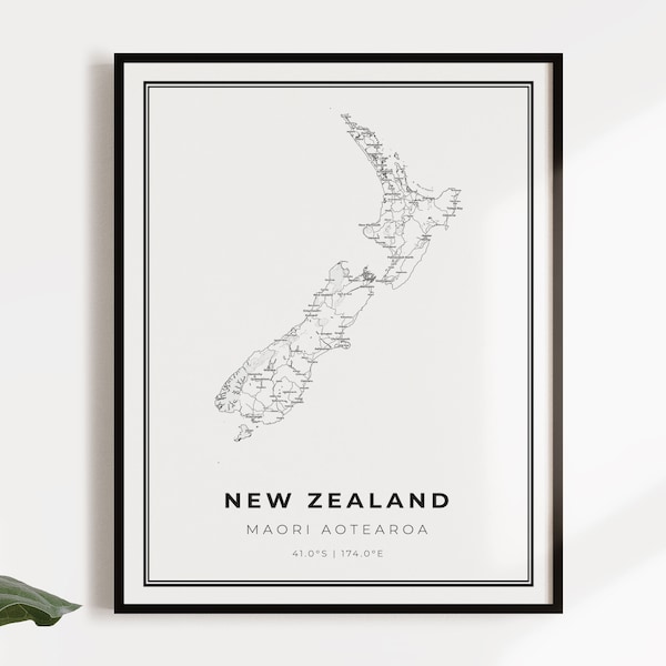 Neuseeland Landkarte Posterdruck, Landstraße Straßenkarte Wandkunst, Landkarte Druck, Landkarte, C14-90