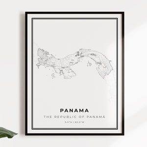 Panama kaart poster print, land straat wegenkaart kunst aan de muur, land geschenken, land poster, C14-95