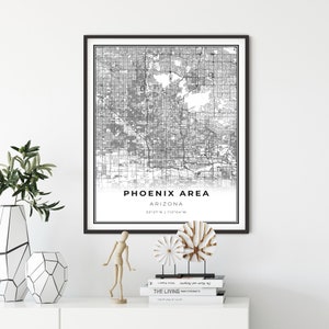 Phoenix Area Map Print Arizona AZ USA Map Art Poster City - Etsy