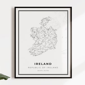 Kaart posterafdruk Ierland, landwegenkaart kunst aan de muur, landposter, landdecor, C14-59