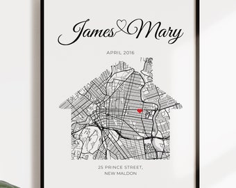 Personalised Housewarming Gifts, Personalised Home Map, First Home Gift for Couple, Home Sweet Home , Our First Home, House Map New | #COR