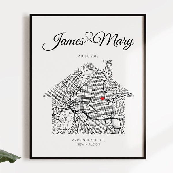 Personalised Housewarming Gifts, Personalised Home Map, First Home Gift for Couple, Home Sweet Home , Our First Home, House Map New | #COR