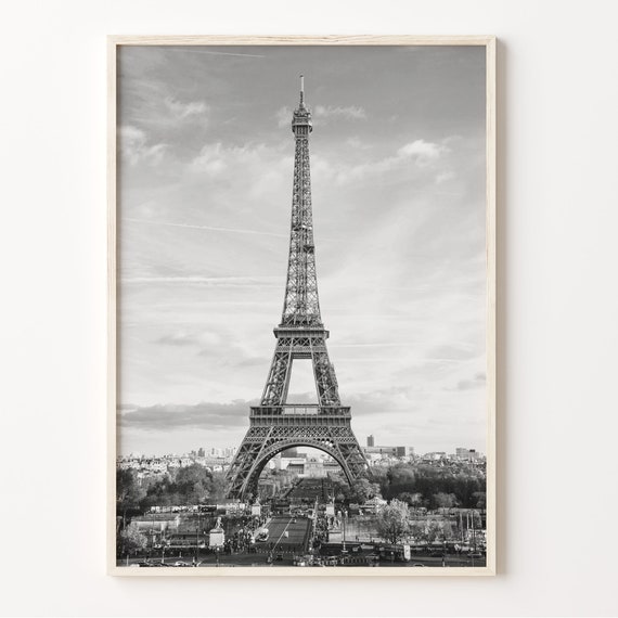 Eiffel Tower Print: Black and White Paris Photography
