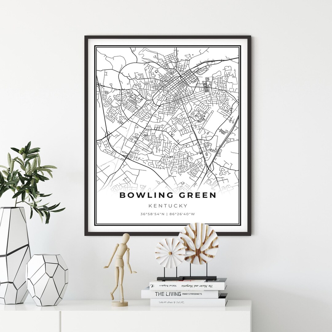 Bowling Green Map Print, Kentucky KY USA Map Art Poster, City Street ...