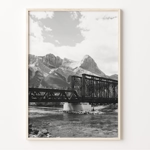 Canmore Wall Art, Black and White Canmore Print, Canmore Poster, Canmore Map, Alberta Canada Photo, Canmore Wall Décor, C19-352