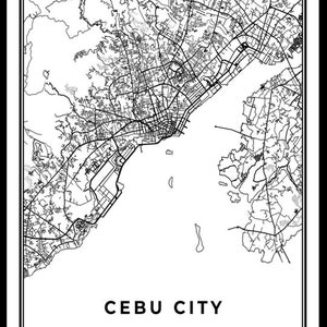 Cebu City Map Print, Philippines Map Art Poster, City Map Wall Art ...