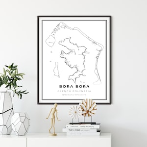 Bora Bora kaart afdrukken, Frans-Polynesië Frankrijk kaart Art Poster, stad straat wegenkaart kunst aan de muur, Scandinavische poster, NM638