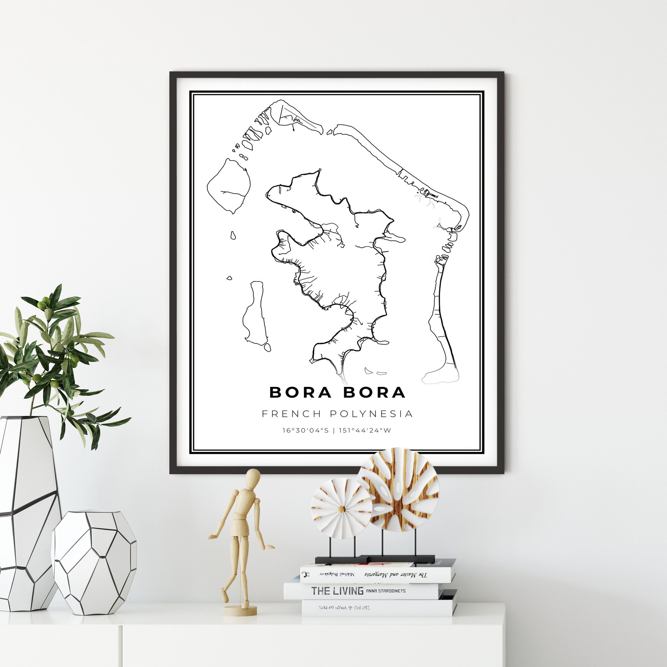 Bora Bora Map Print: French Polynesia Street Art Poster - Etsy México, image size:2280x2280