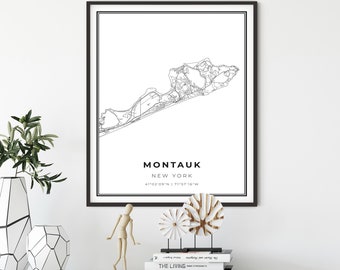Montauk Map Print, New York NY USA Map Art Poster, City Street Road Map Wall Decor,bedroom decor, gift for a mom, NM310