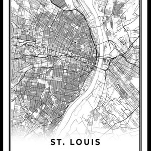 St. Louis Map Print, Missouri MO USA Map Art Poster, St Louis City ...