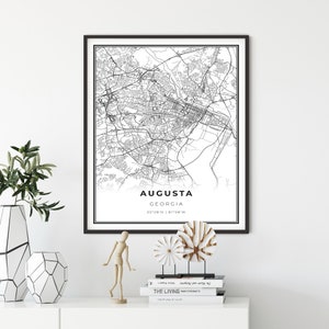 Augusta kaart afdrukken, Georgia GA USA kaart art poster, City Street wegenkaart muur decor, kunst aan de muur slaapkamer, cadeau echtgenoot, NM96