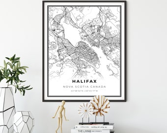 Halifax Area Map Print, Nova Scotia NS Canada Map Art Poster, Dartmouth Bedford, City street road map wall art, NM880