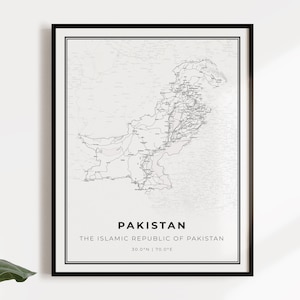 Kaartposter van Pakistan, landwegenkaart kunst aan de muur, landposter, landdecor, C14-94