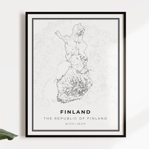 Finland kaart posterafdruk, landwegenkaart kunst aan de muur, landkaart afdrukken, landkaart, C14-41