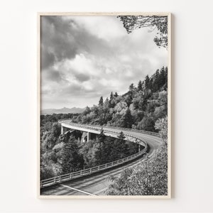 Kaart print North Carolina, zwart-wit kunst op de weg, poster North Carolina, staatsfoto, wanddecoratie, C19-435