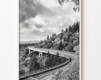 North Carolina Road Map Print: Black and White State Photo