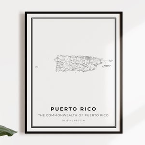 Puerto Rico map poster print, country street road map wall art, country gifts, country poster, C14-102