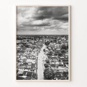 Benin Cityscape Print: Black and White African Wall Art