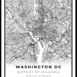Washington DC Map Print, District of Columbia USA Map Art Poster, City ...