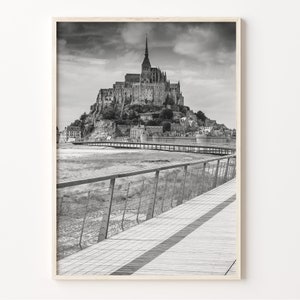 Le Mont-Saint-Michel Wall Art, Black and White Print, Mont-Saint-Michel Poster, France Photography, Mont-Saint-Michel Decor, C19-540