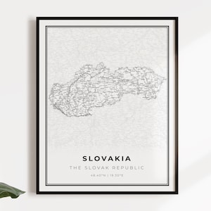 Kaartposter van Slowakije, landwegenkaart kunst aan de muur, landkaart, landkaart afdrukken, C14-112