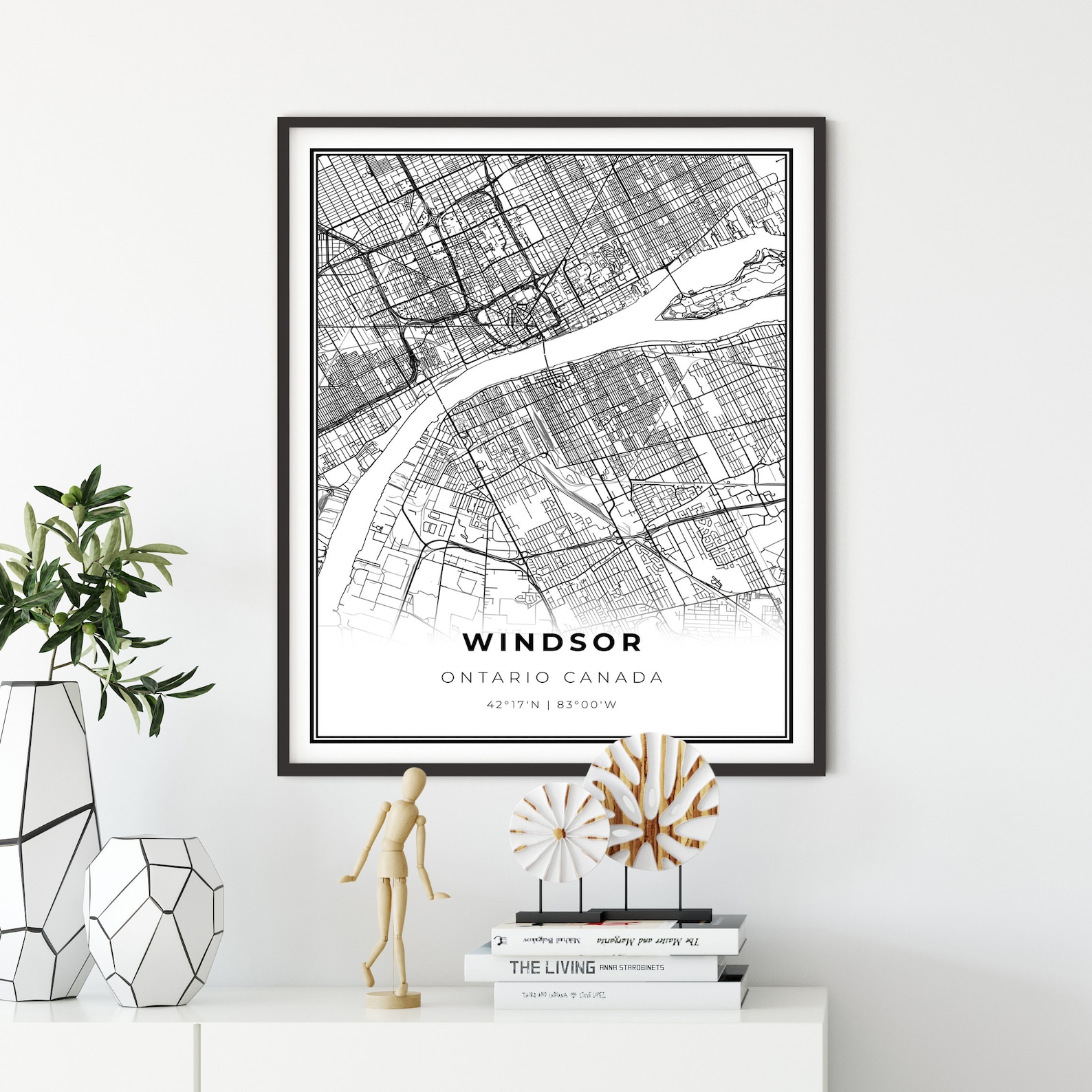 Windsor Map Print Ontario ON Canada Map Art Poster Detroit - Etsy