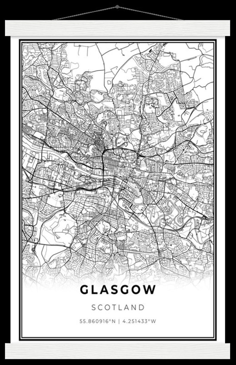 Glasgow Map Print, Scozia Regno Unito Regno Unito Mappa Art Poster, City street road map wall art, poster della città natale, NM770 immagine 10