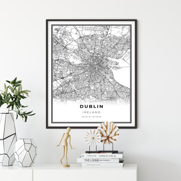 Dublin Map Print, Ireland Map Art Poster, Baile Cliath, City street road map wall art, livingroom poster, NM500