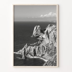 Portugal landschapsprint, zwart-witte muurkunst, poster Lissabon, foto Portugal, wanddecoratie, Portugese kunst, C19-9