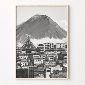Ecuador Mountain Print Black and White, Ecuador Wall Art, Guayaquil Quito Photo, South America Poster, Ecuador Wall Decor, C19-107