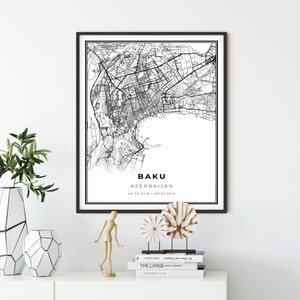 Baku Map Print, Azerbaijan Map Art Poster, City map wall art, bedroom wall art, gift for lawyer, NM933