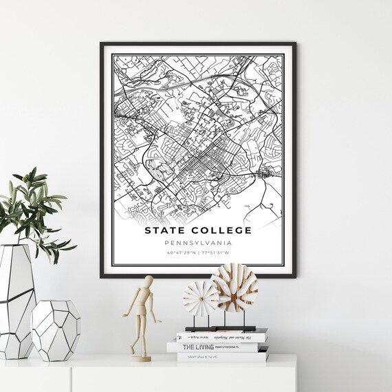 State College Map Print Pennsylvania PA USA Map Art Poster - Etsy