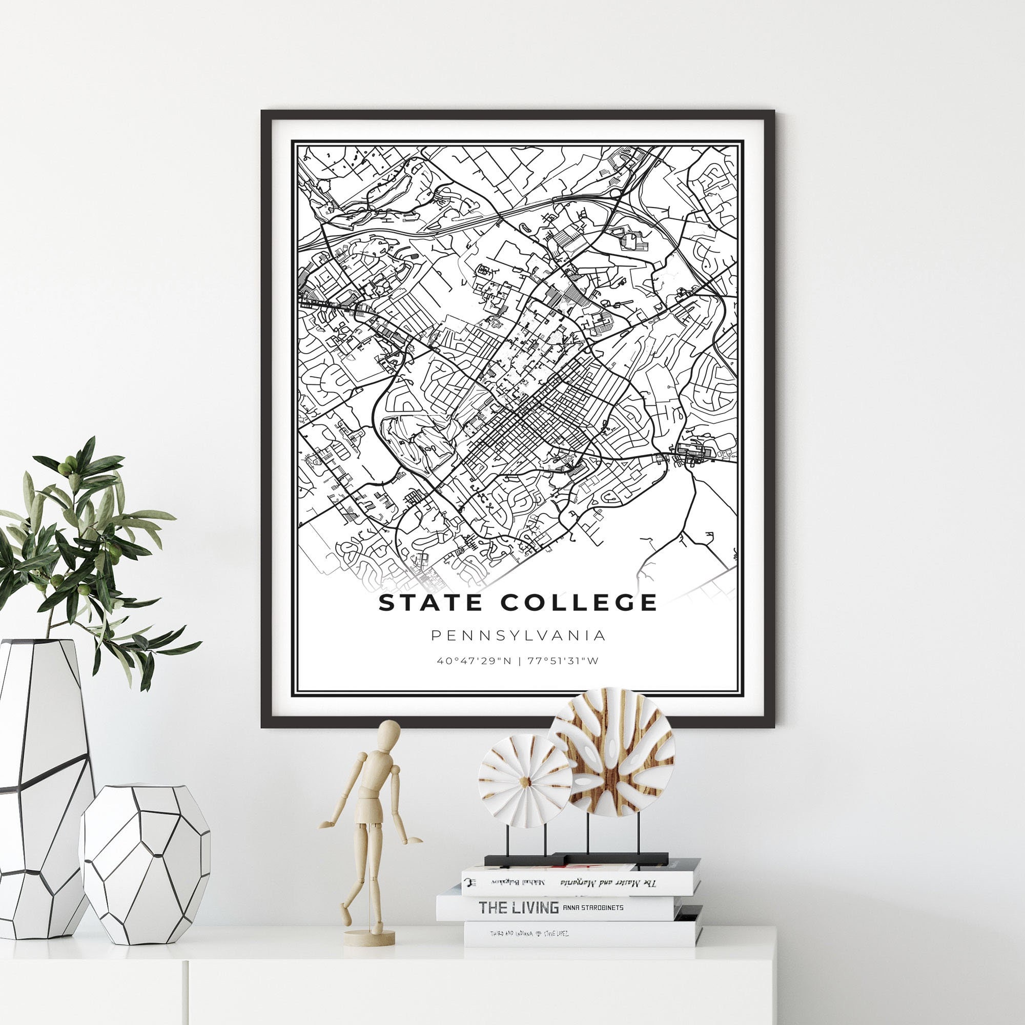 State College Map Print Pennsylvania PA USA Map Art Poster - Etsy