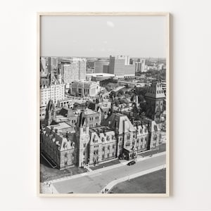Ottawa Wall Art Print, Black and White Downtown Photo, Ottawa Poster, Ontario Canada Décor, Gatineau Quebec Artwork, C19-531