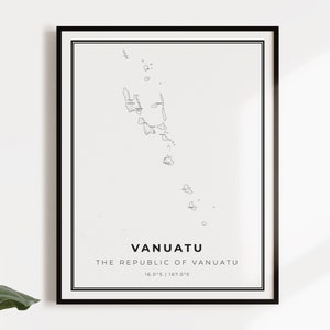 Vanuatu-kaartposterafdruk, landwegenkaart kunst aan de muur, landgeschenken, landposterafdruk, C14-137