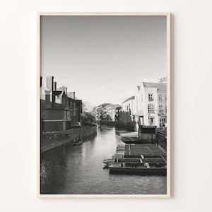 Cambridge Wall Art Print, Black and White, Cambridge Poster, England Photo, UK Wall Décor, United Kingdom Artwork, C19-407
