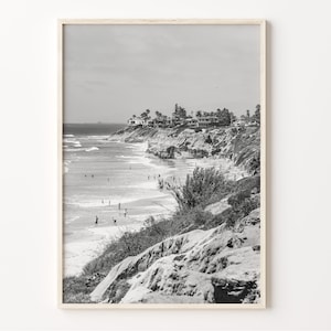 Carlsbad Beach Print: Black and White Coastal Photography
