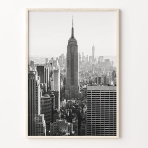 Print skyline van New York City, zwart-witte muurkunst, NYC-poster, New York Photo, USA Art, decor modern huis, C19-5