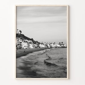 Malibu Beach Black and White Print, Malibu Wall Art, California Poster, Malibu Photo, USA Wall Decor, United States, C19-100