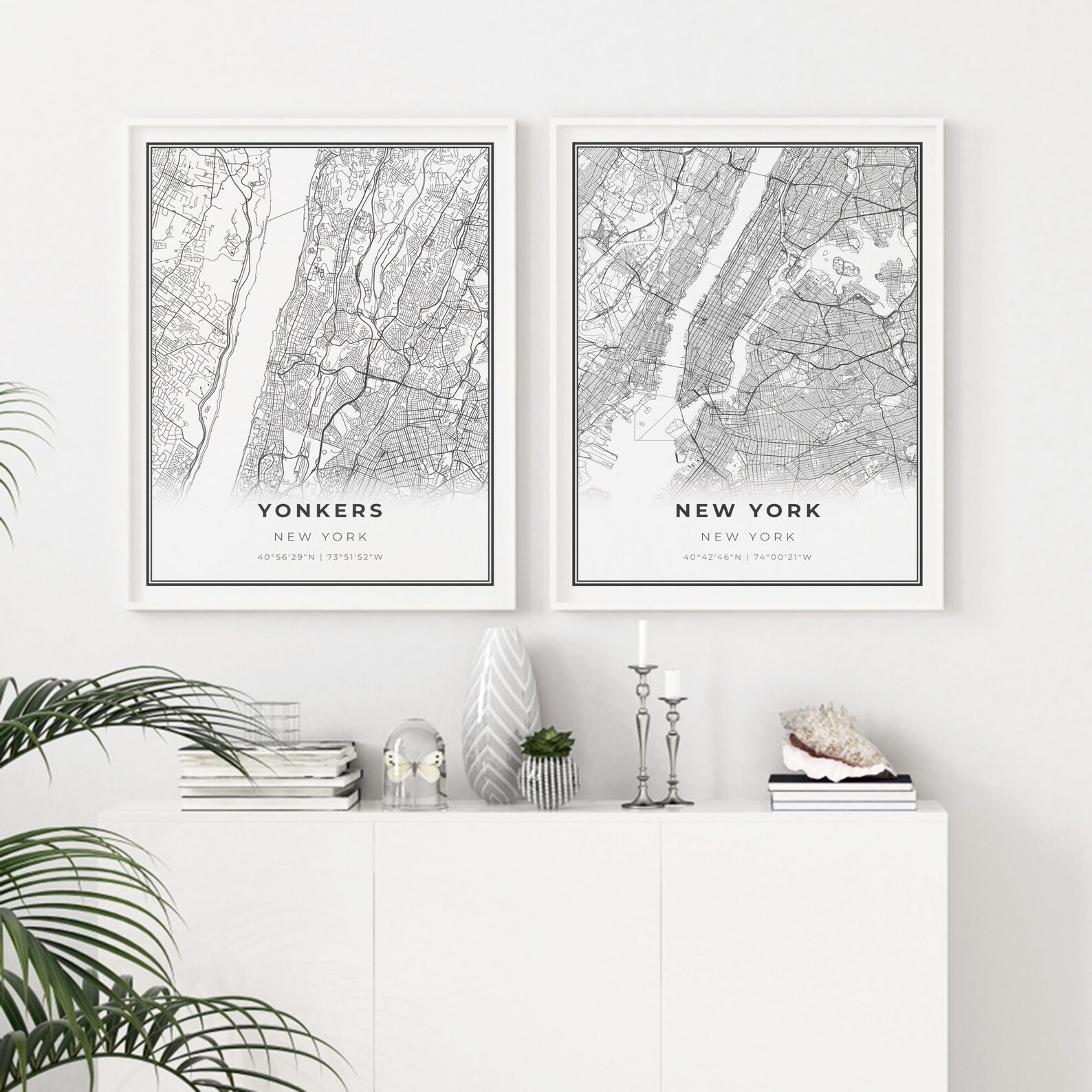 Yonkers Map Print New York NY USA Map Art Poster City Street Etsy