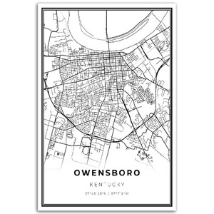Owensboro Map Print, Kentucky KY USA Map Art Poster, Daviess County ...