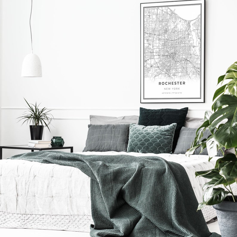 Rochester Map Print New York NY USA Map Art Poster Monroe | Etsy