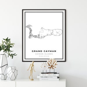 Grand Cayman Map Print, Cayman Islands Map Art Poster, George Town City map wall art, office gifts for, NM487